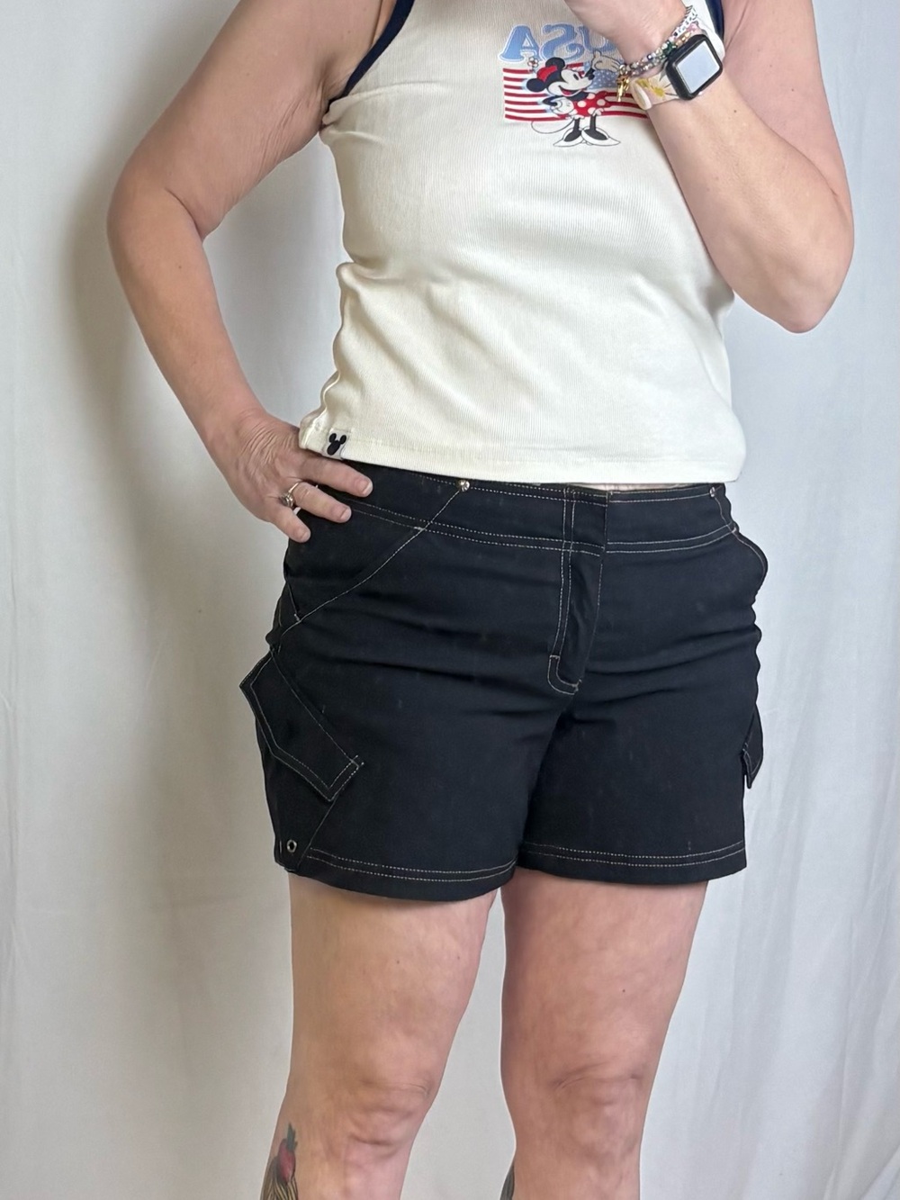 Athleta Black Women's Cargo Shorts with Contrast Stitching